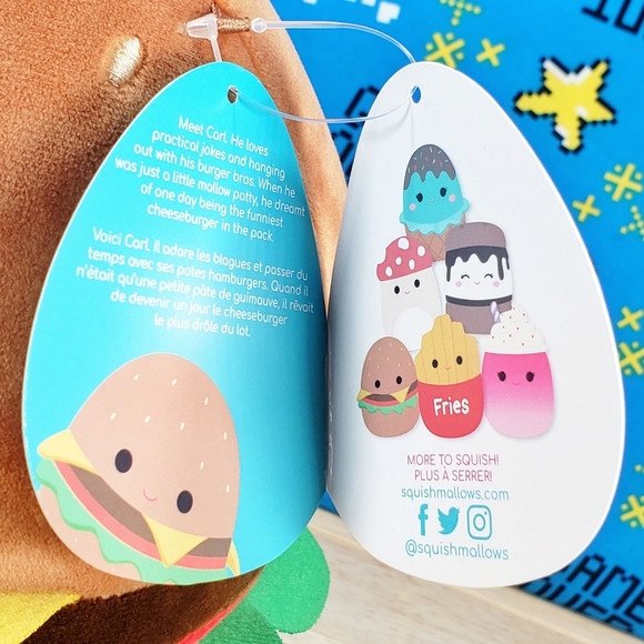 Squishmallow Carl the Cheeseburger 8" UltraSoft Stuffed Food Plush Toy NWT - Picture 11 of 12